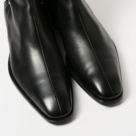 GUCCI boots 181848 Genuine Leather Black / Silver mens 38.5EJ Used Authentic