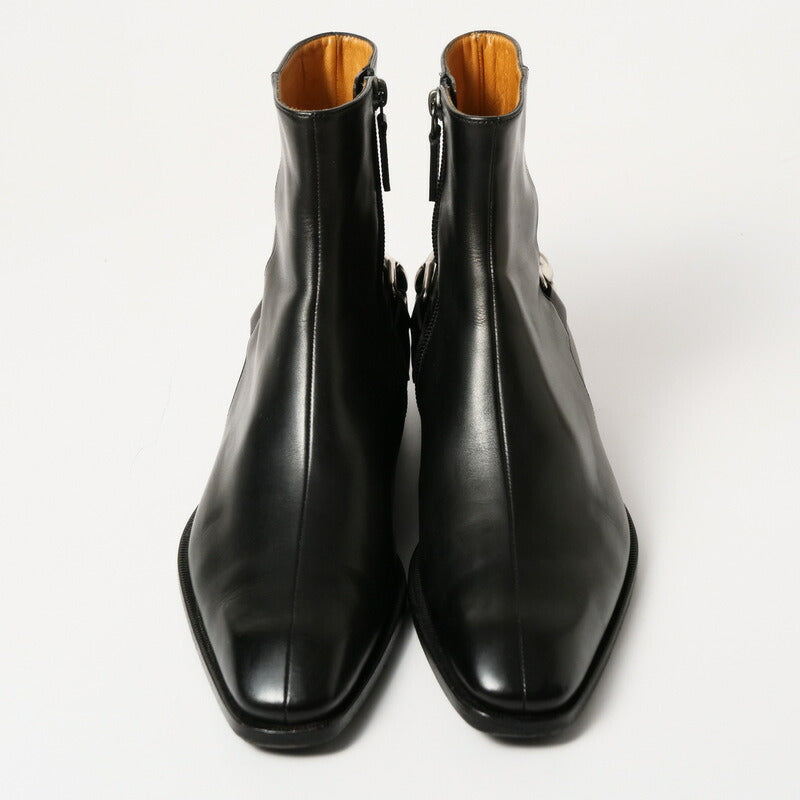 GUCCI boots 181848 Genuine Leather Black / Silver mens 38.5EJ Used Authentic
