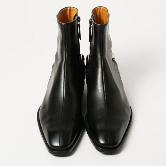 GUCCI boots 181848 Genuine Leather Black / Silver mens 38.5EJ Used Authentic