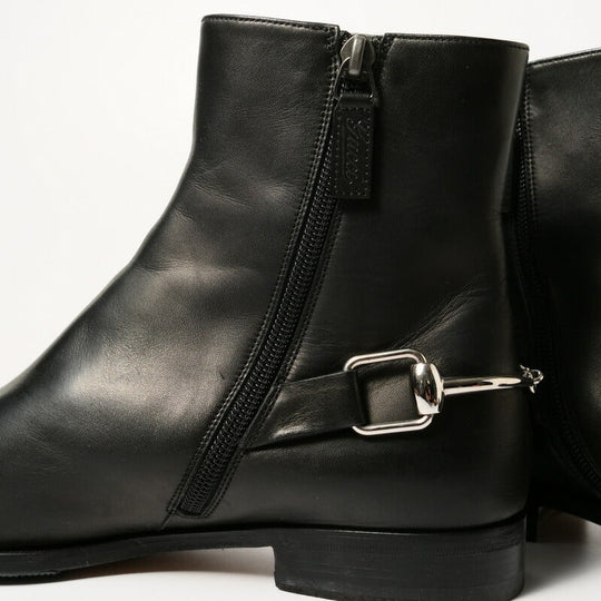 GUCCI boots 181848 Genuine Leather Black / Silver mens 38.5EJ Used Authentic
