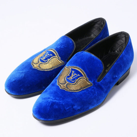 LOUIS VUITTON Slip-on Velor blue mens 7 Used Authentic