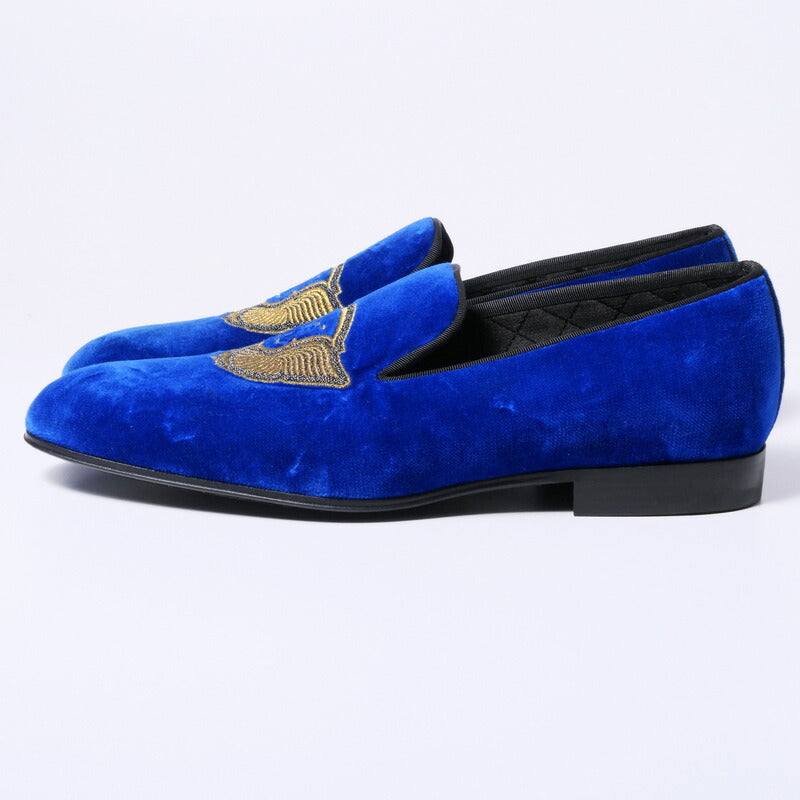 LOUIS VUITTON Slip-on Velor blue mens 7 Used Authentic