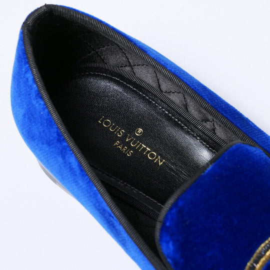 LOUIS VUITTON Slip-on Velor blue mens 7 Used Authentic
