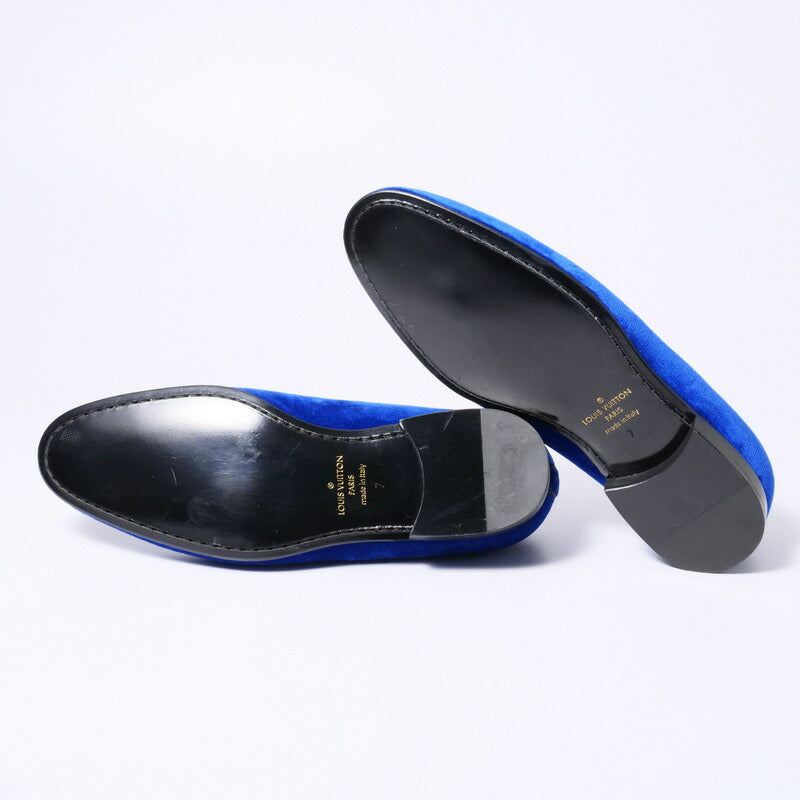 LOUIS VUITTON Slip-on Velor blue mens 7 Used Authentic