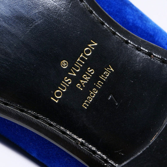 LOUIS VUITTON Slip-on Velor blue mens 7 Used Authentic