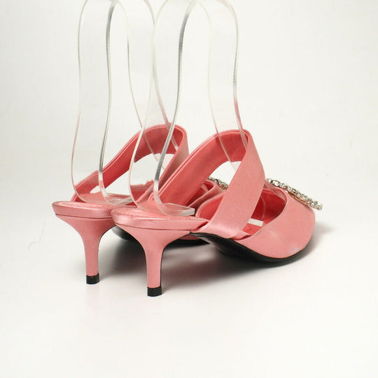 LOUIS VUITTON Sandals Satin Pink / Gold Women 36 Used Authentic