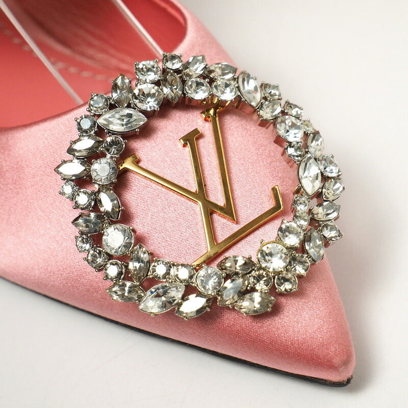 LOUIS VUITTON Sandals Satin Pink / Gold Women 36 Used Authentic