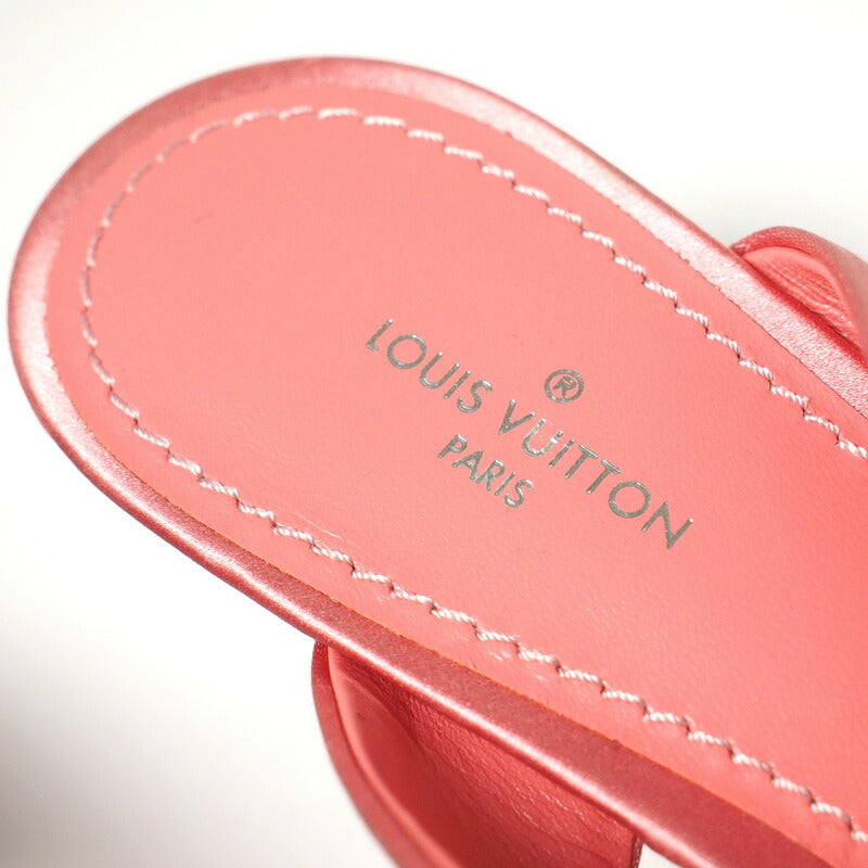 LOUIS VUITTON Sandals Satin Pink / Gold Women 36 Used Authentic