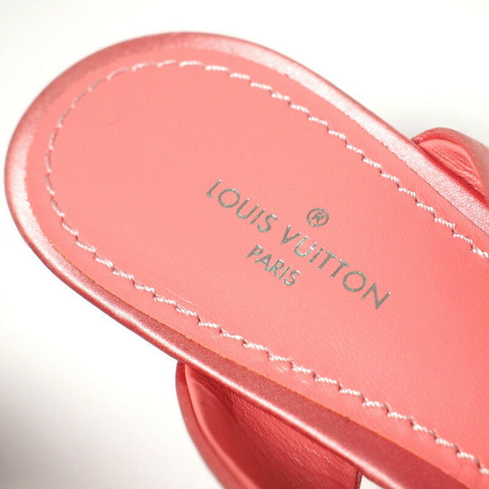 LOUIS VUITTON Sandals Satin Pink / Gold Women 36 Used Authentic