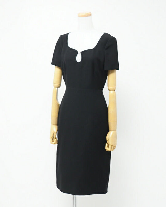 GUCCI one piece 631484 ZAD88 Outer: 54% silk, 46% wool / Lining: 73% acetate, 27% silk black Women 36 Used Authentic