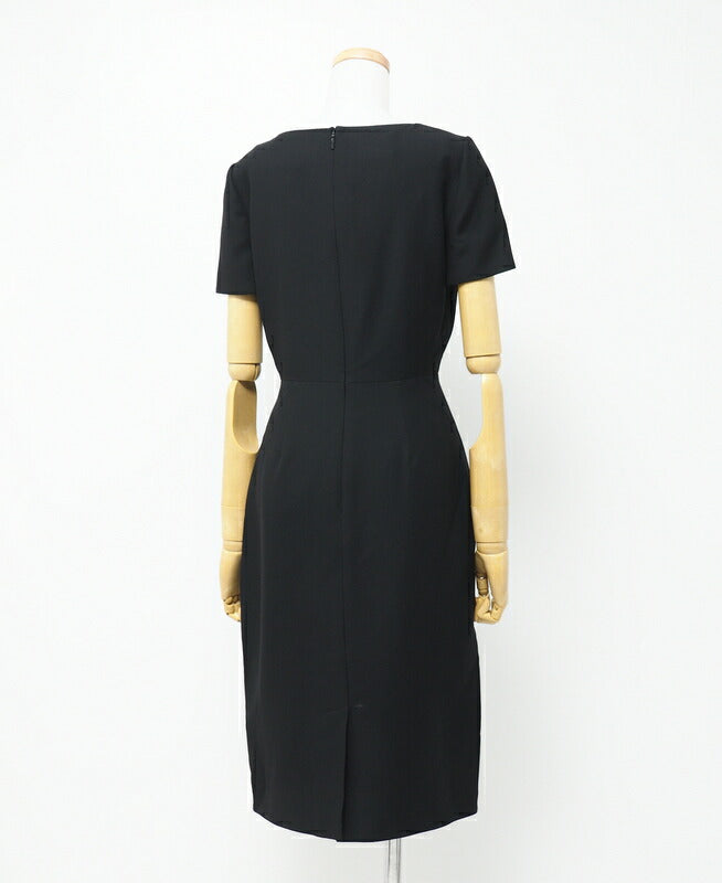 GUCCI one piece 631484 ZAD88 Outer: 54% silk, 46% wool / Lining: 73% acetate, 27% silk black Women 36 Used Authentic