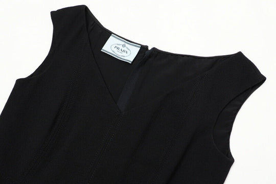 PRADA one piece P32B01 wool black Women 40S Used Authentic