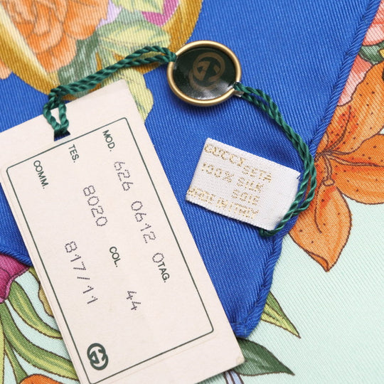 GUCCI scarf silk Green | Blue Women Used Authentic