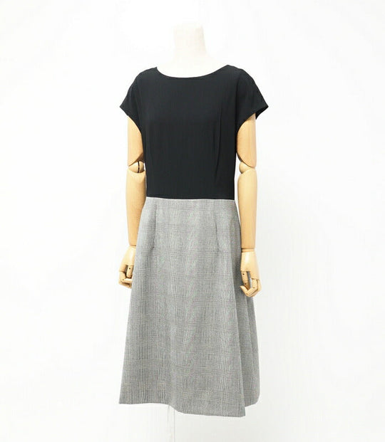 PRADA one piece P33R8 8162 1L5I Acetate 72% Rayon 28% Bottom 100% Wool Black Grey Women 42 Used Authentic