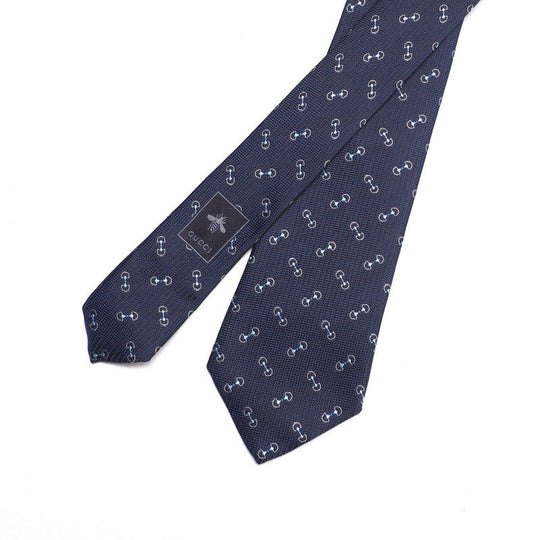 GUCCI tie 782756 4E009 silk Navy blue 148x2.8" mens Used Authentic