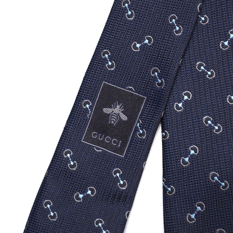 GUCCI tie 782756 4E009 silk Navy blue 148x2.8" mens Used Authentic
