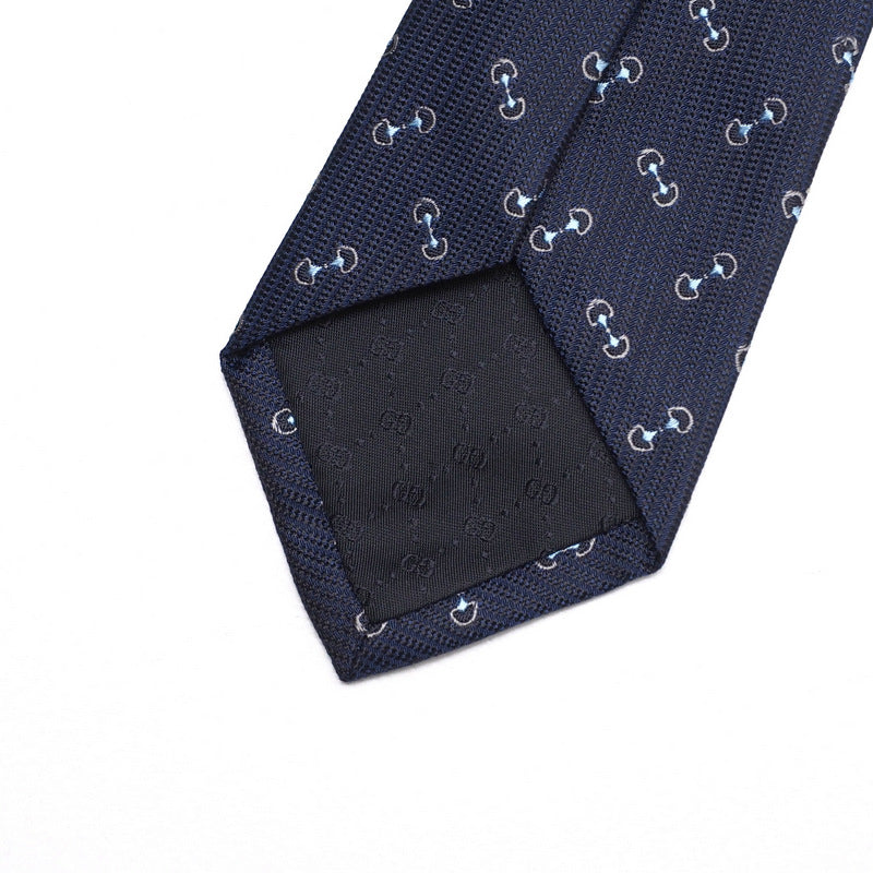 GUCCI tie 782756 4E009 silk Navy blue 148x2.8" mens Used Authentic