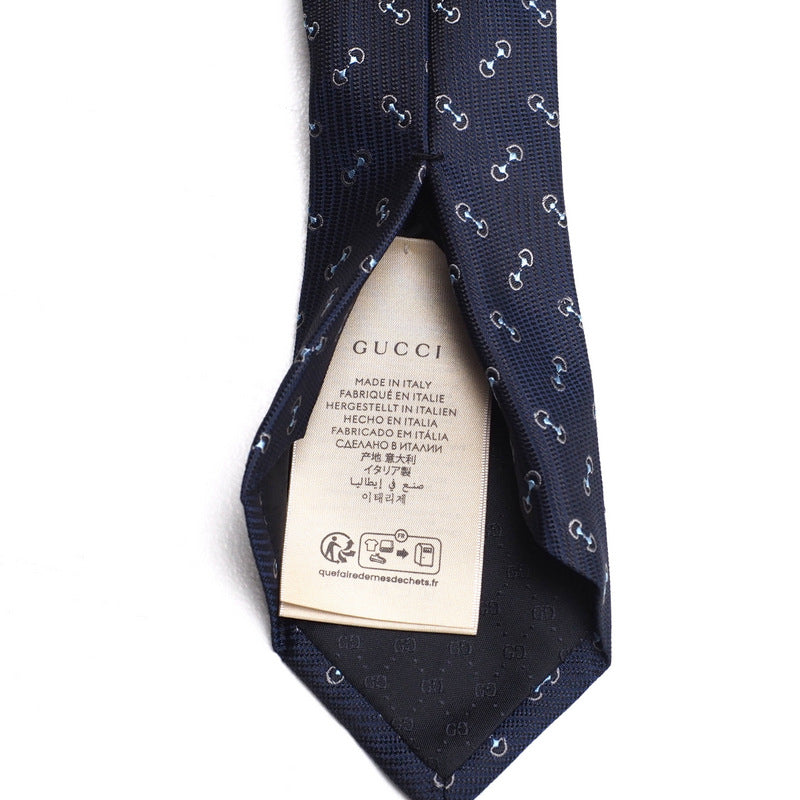 GUCCI tie 782756 4E009 silk Navy blue 148x2.8" mens Used Authentic