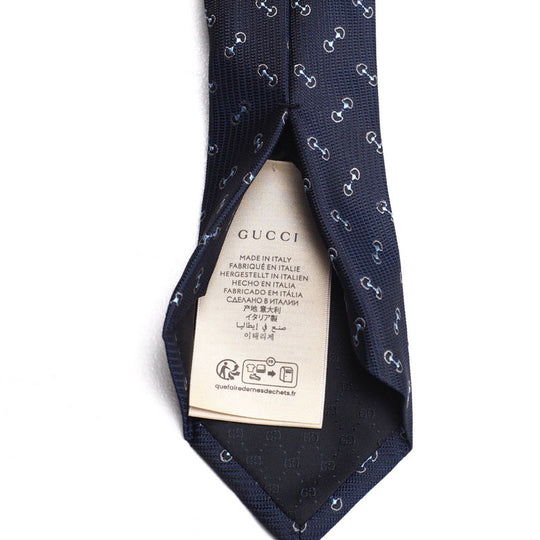 GUCCI tie 782756 4E009 silk Navy blue 148x2.8" mens Used Authentic