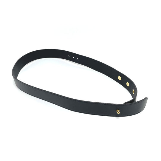 LOUIS VUITTON belt MP146 Grain leather black knot Eyelet mens 80/32 Used Authentic