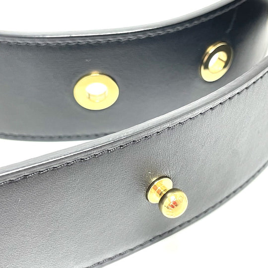 LOUIS VUITTON belt MP146 Grain leather black knot Eyelet mens 80/32 Used Authentic