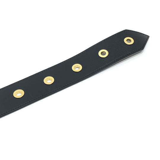 LOUIS VUITTON belt MP146 Grain leather black knot Eyelet mens 80/32 Used Authentic