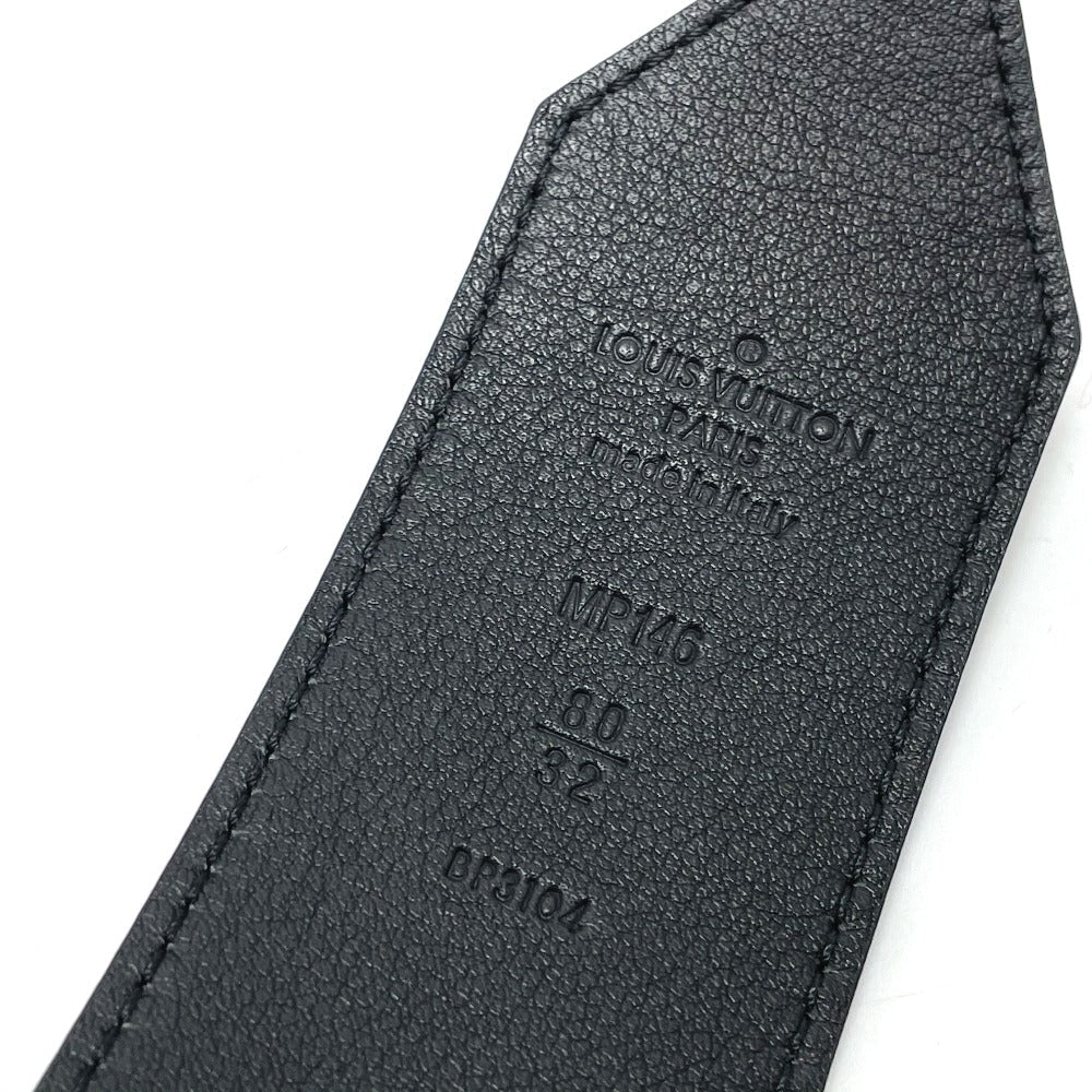LOUIS VUITTON belt MP146 Grain leather black knot Eyelet mens 80/32 Used Authentic