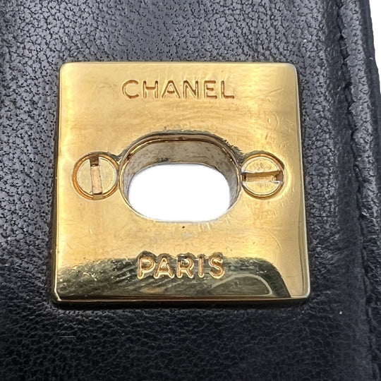 CHANEL Shoulder Bag lambskin black Chain Gold Metal Flap Turnlock Mini Matrasse Women Used Authentic