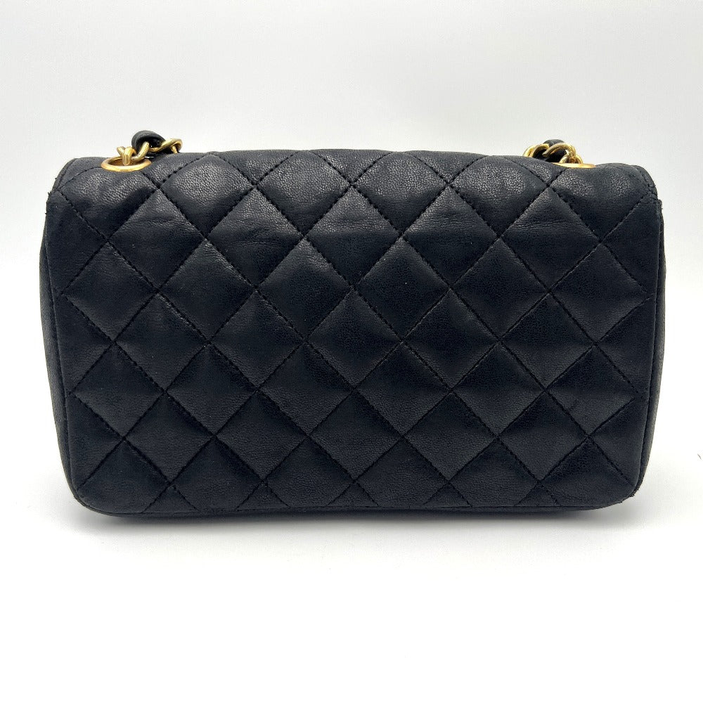 CHANEL Shoulder Bag lambskin black Chain Gold Metal Flap Turnlock Mini Matrasse Women Used Authentic