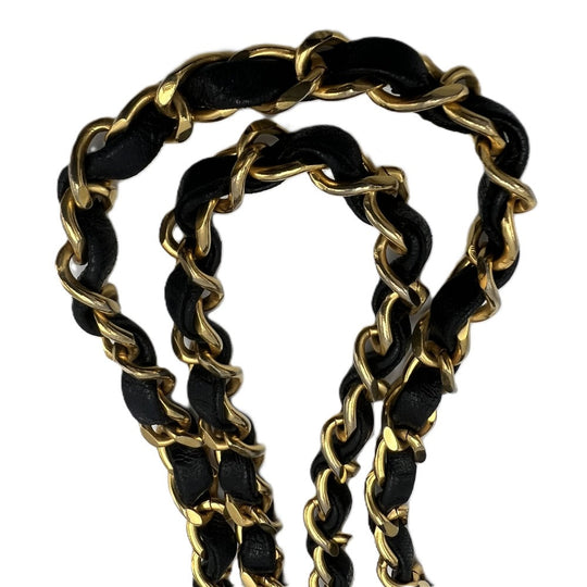 CHANEL Shoulder Bag lambskin black Chain Gold Metal Flap Turnlock Mini Matrasse Women Used Authentic