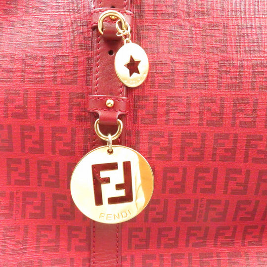 FENDI Tote Bag 8BH215 PVC coated canvas Red Zucchino Women Used Authentic