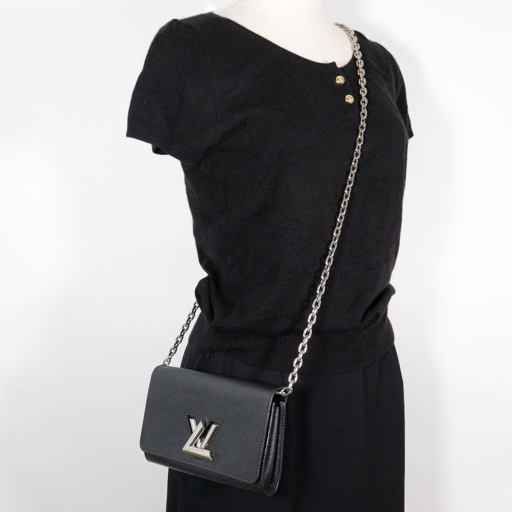 LOUIS VUITTON Shoulder Bag M62038 Epi Leather black Chain wallet Portefeuille Twist Chain Women Used Authentic