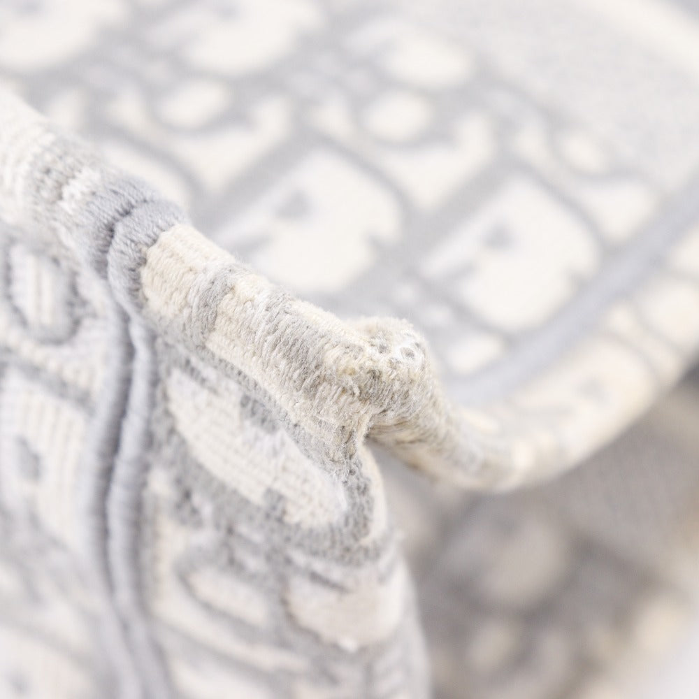 Christian Dior Tote Bag cotton Light gray Embroidery Oblique Book Tote Medium Women Used Authentic