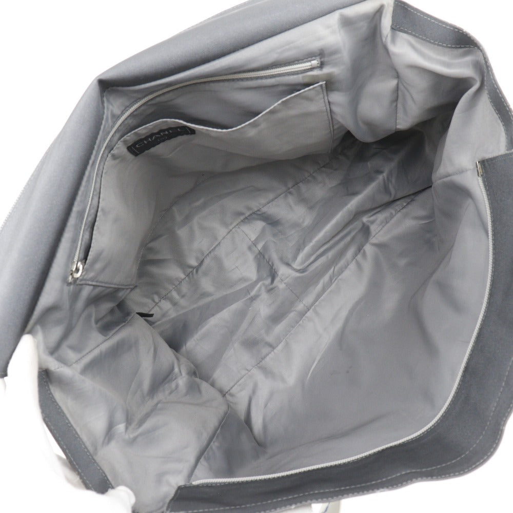 CHANEL Tote Bag Nylon gray Sports line logo Women Used Authentic