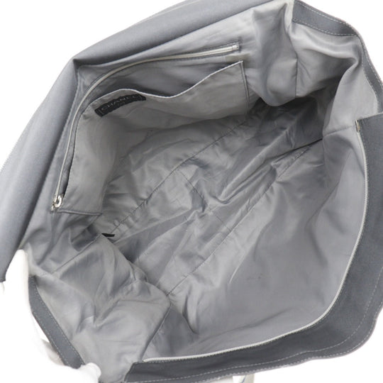 CHANEL Tote Bag Nylon gray Sports line logo Women Used Authentic