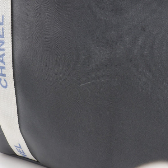 CHANEL Tote Bag Nylon gray Sports line logo Women Used Authentic