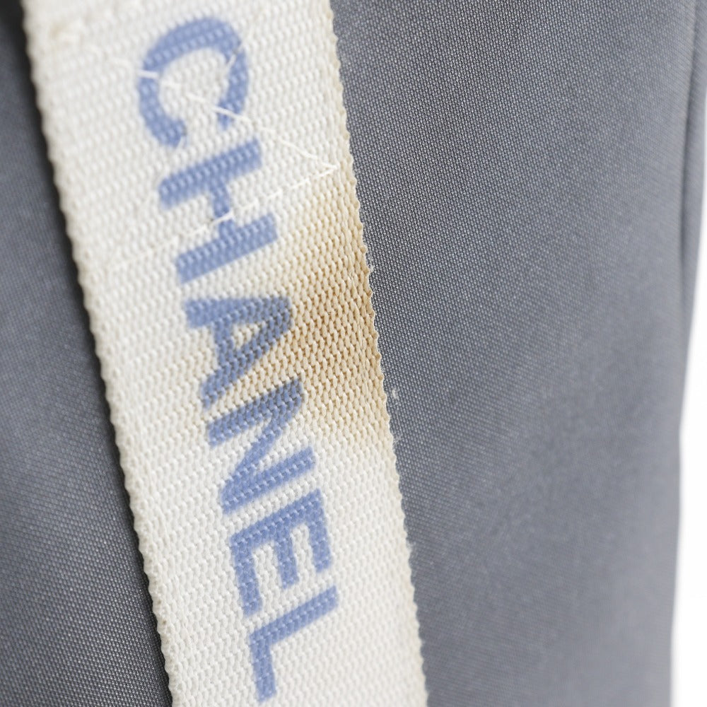 CHANEL Tote Bag Nylon gray Sports line logo Women Used Authentic