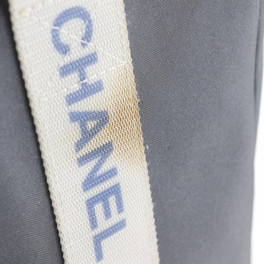 CHANEL Tote Bag Nylon gray Sports line logo Women Used Authentic