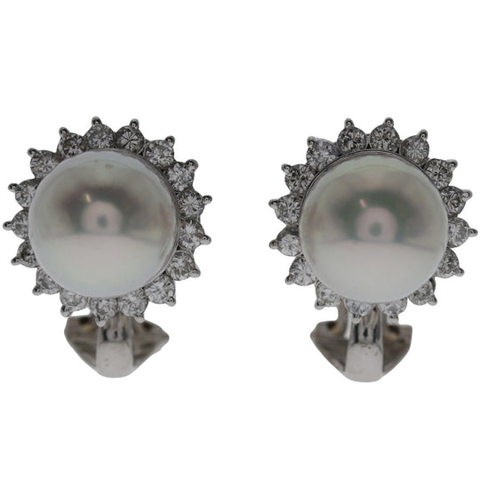 JEWELRY Earring K18 White Gold, Pt900Platinum, Diamond/Pearl Silver Women Used Authentic