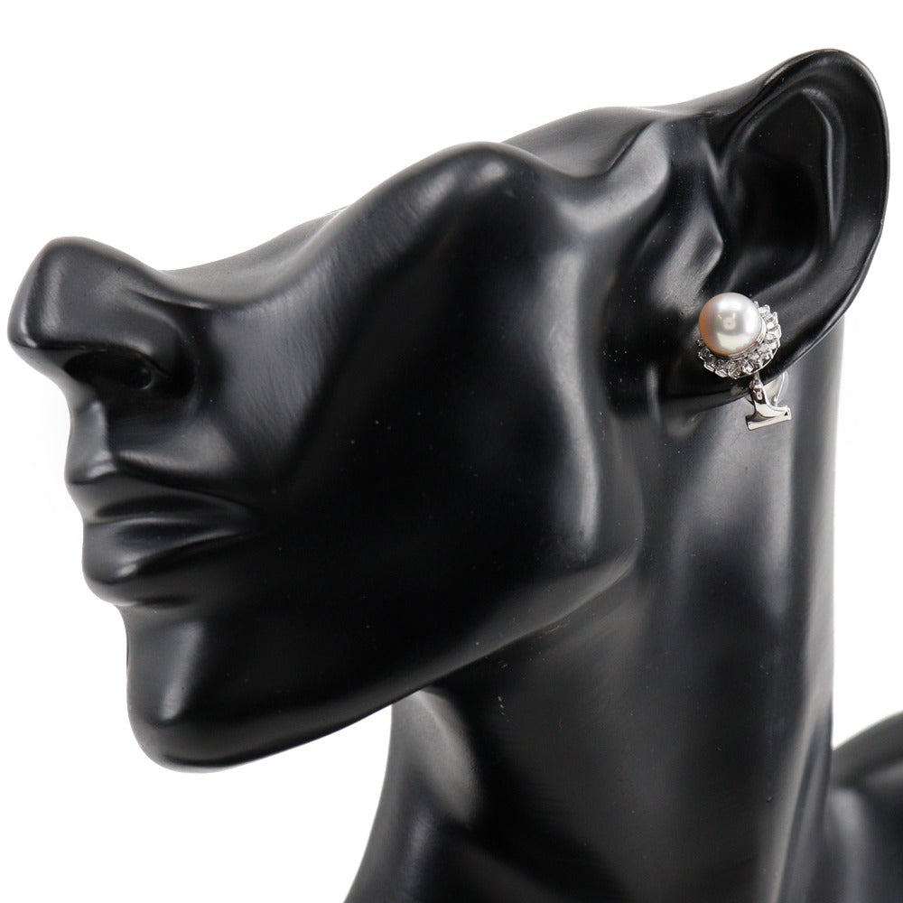 JEWELRY Earring K18 White Gold, Pt900Platinum, Diamond/Pearl Silver Women Used Authentic