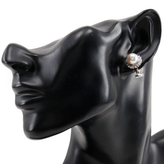 JEWELRY Earring K18 White Gold, Pt900Platinum, Diamond/Pearl Silver Women Used Authentic