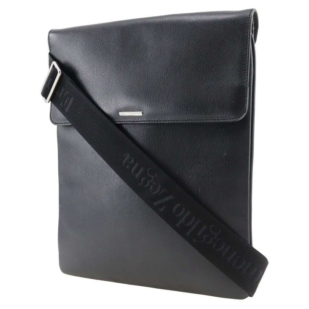 Ermenegildo Zegna Shoulder Bag leather black mens Used Authentic