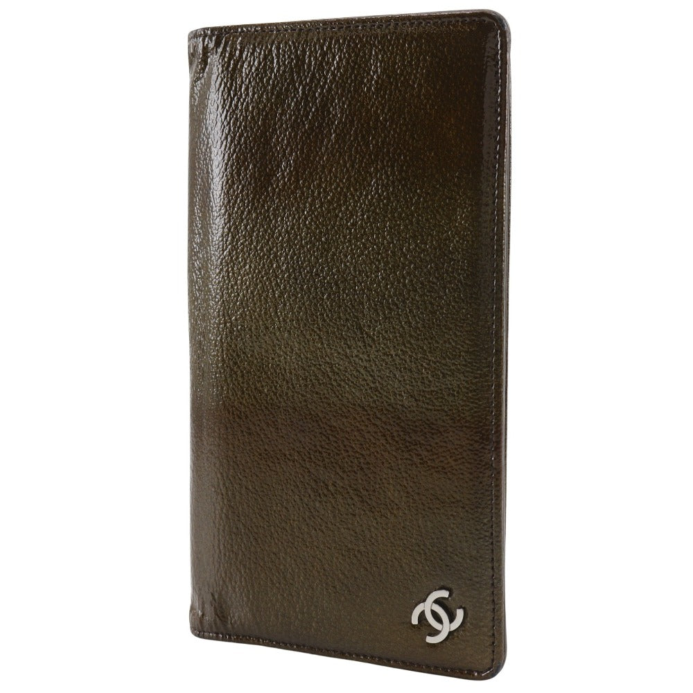 CHANEL Long Wallet Purse enamel bronze COCO Mark Women Used Authentic