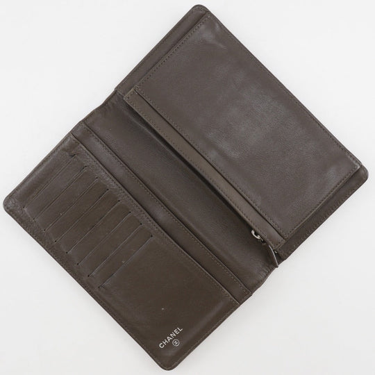 CHANEL Long Wallet Purse enamel bronze COCO Mark Women Used Authentic