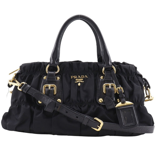 PRADA Shoulder Bag BN1407 Nylon black Gathered 2WAYShoulder
