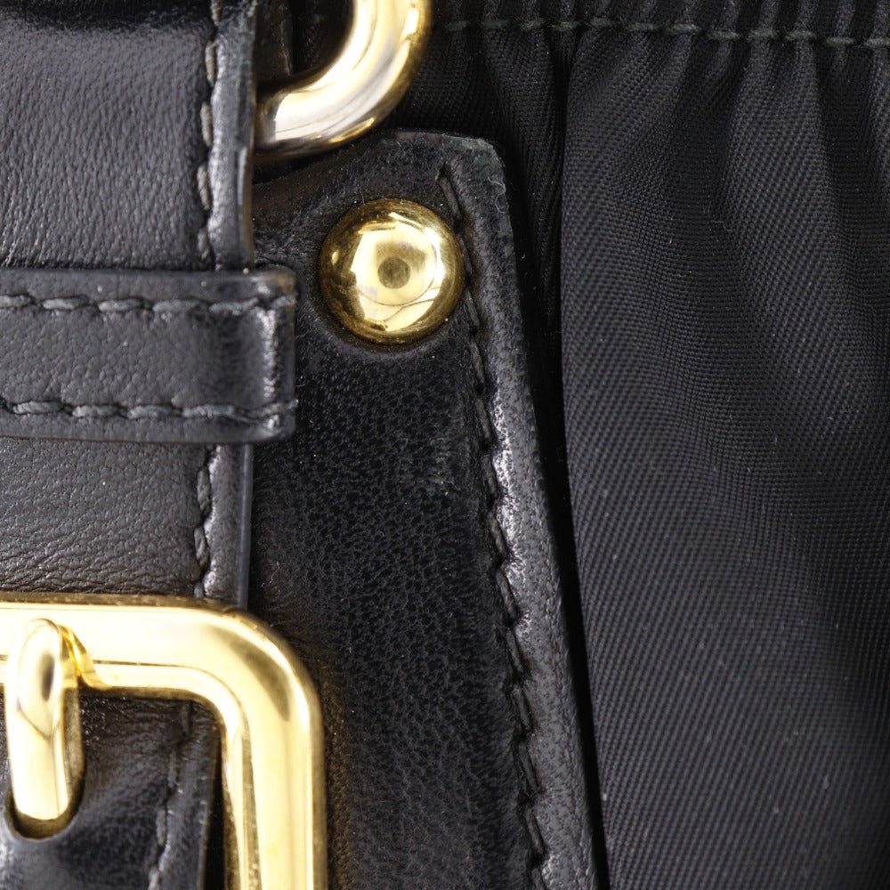 PRADA Shoulder Bag BN1407 Nylon black Gathered 2WAYShoulder