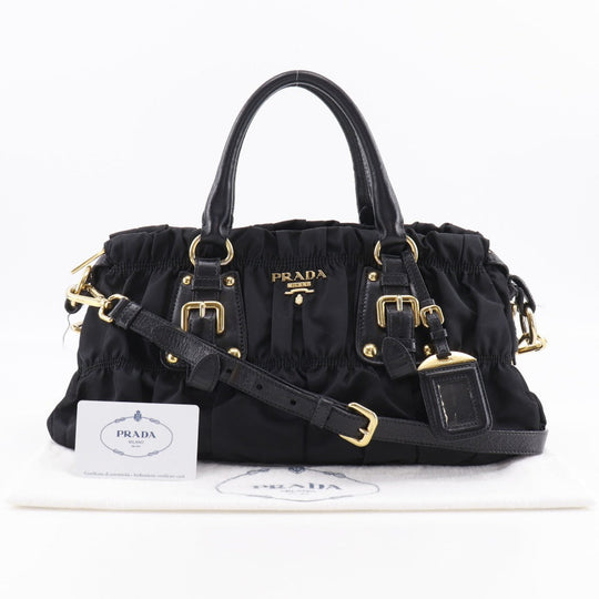 PRADA Shoulder Bag BN1407 Nylon black Gathered 2WAYShoulder