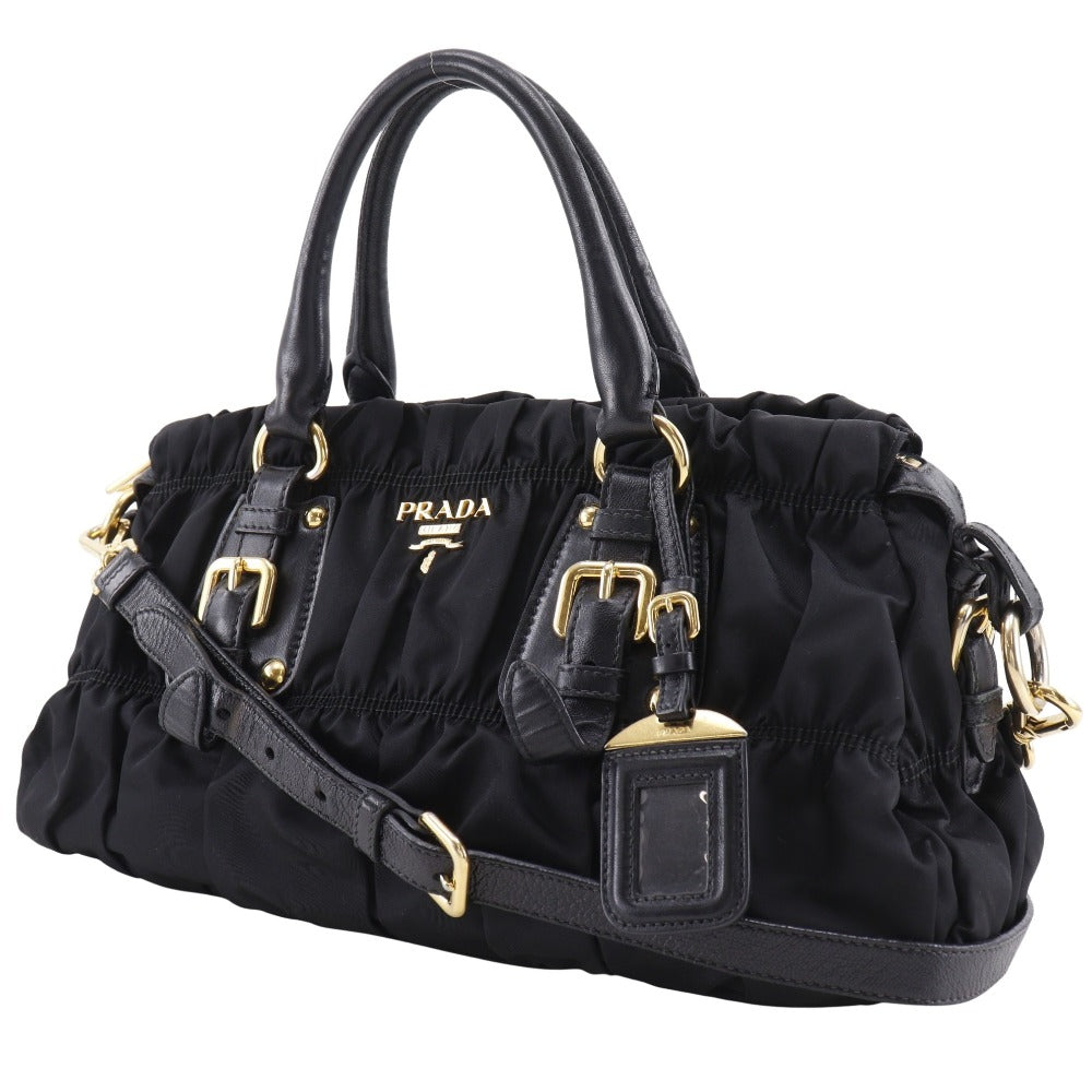 PRADA Shoulder Bag BN1407 Nylon black Gathered 2WAYShoulder