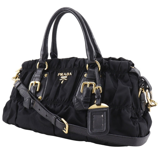 PRADA Shoulder Bag BN1407 Nylon black Gathered 2WAYShoulder