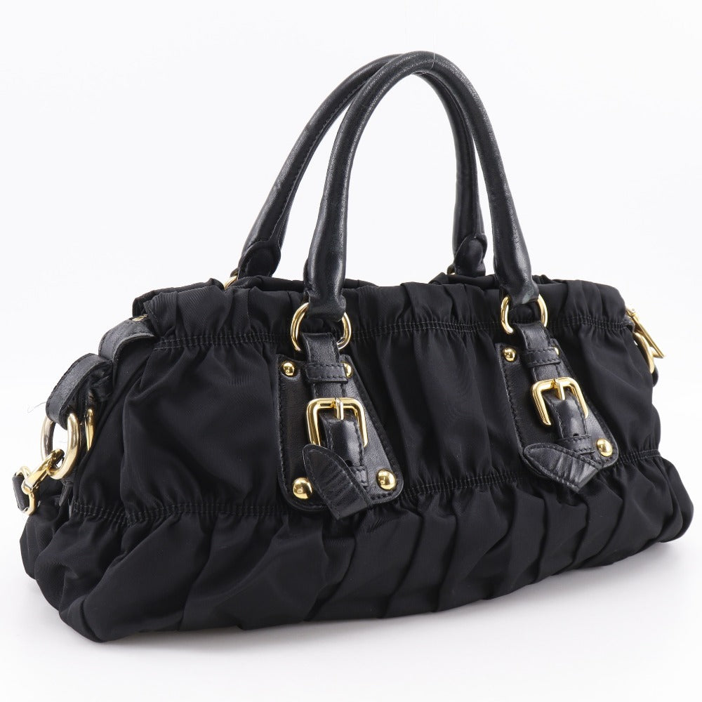 PRADA Shoulder Bag BN1407 Nylon black Gathered 2WAYShoulder